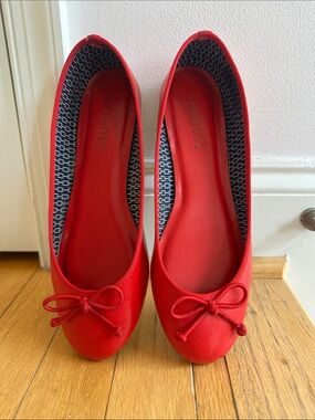 Talbots Bright Red Women's Bow Ballet Flats